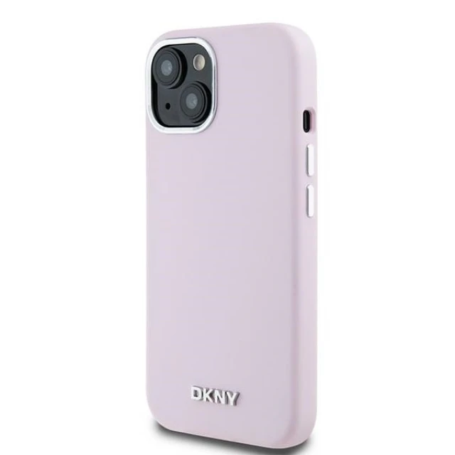 Чехол DKNY Liquid Silicone Small Metal Logo для iPhone 15 Plus / 14 Plus Pink with MagSafe (DKHMP15MSMCHLP)