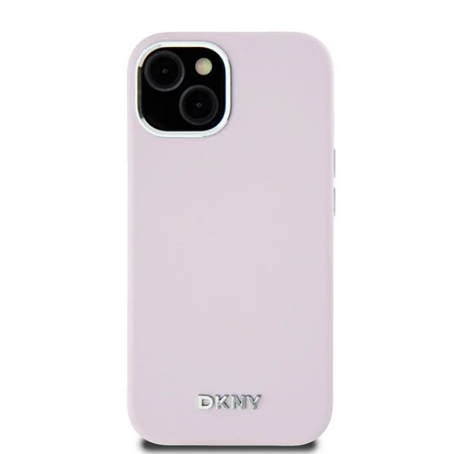 Чехол DKNY Liquid Silicone Small Metal Logo для iPhone 15 Plus / 14 Plus Pink with MagSafe (DKHMP15MSMCHLP)