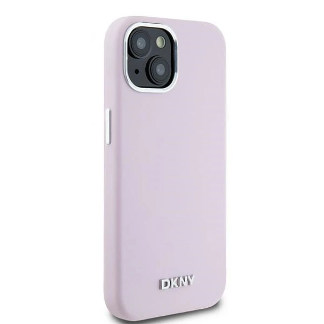 Чехол DKNY Liquid Silicone Small Metal Logo для iPhone 15 Plus / 14 Plus Pink with MagSafe (DKHMP15MSMCHLP)