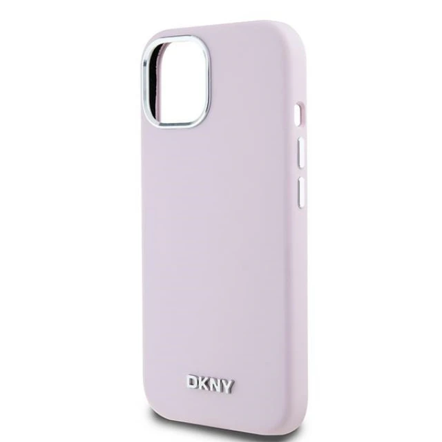 Чехол DKNY Liquid Silicone Small Metal Logo для iPhone 15 Plus / 14 Plus Pink with MagSafe (DKHMP15MSMCHLP)
