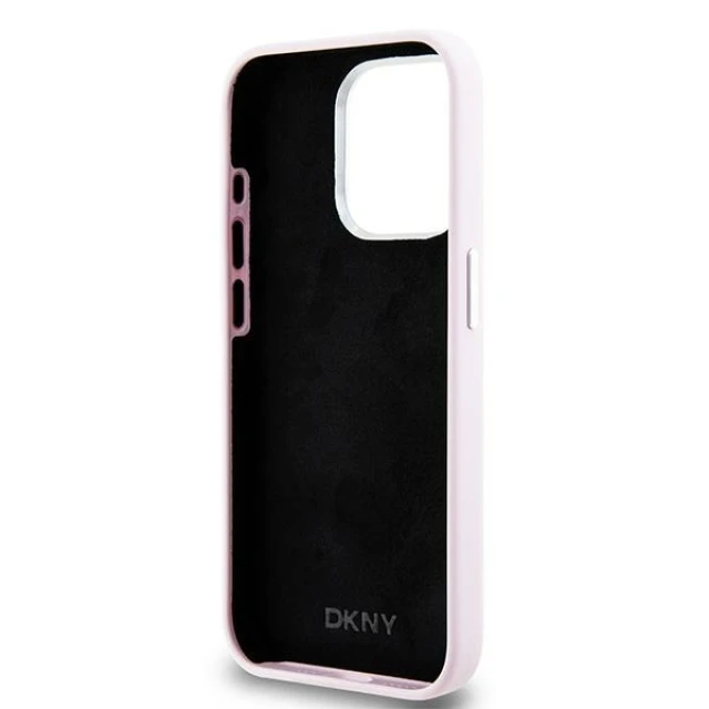 Чохол DKNY Hardcase Liquid Silicone Small Metal Logo для iPhone 15 Pro Pink with MagSafe (DKHMP15LSMCHLP)