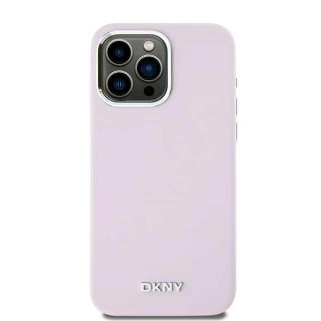 Чохол DKNY Liquid Silicone Small Metal Logo для iPhone 15 Pro Max Pink with MagSafe (DKHMP15XSMCHLP)