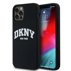 Чохол DKNY Liquid Silicone White Printed Logo для iPhone 12 | 12 Pro Black with MagSafe (DKHMP12MSNYACH)