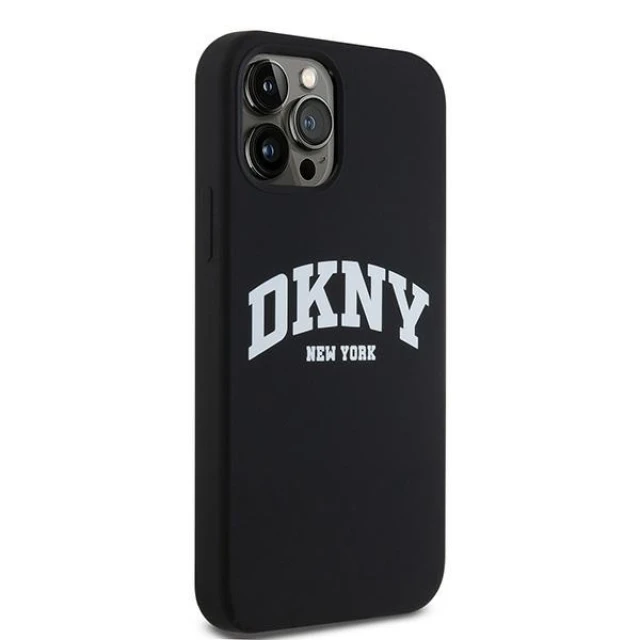 Чохол DKNY Liquid Silicone White Printed Logo для iPhone 12 | 12 Pro Black with MagSafe (DKHMP12MSNYACH)
