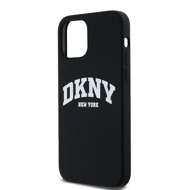 Чохол DKNY Liquid Silicone White Printed Logo для iPhone 12 | 12 Pro Black with MagSafe (DKHMP12MSNYACH)