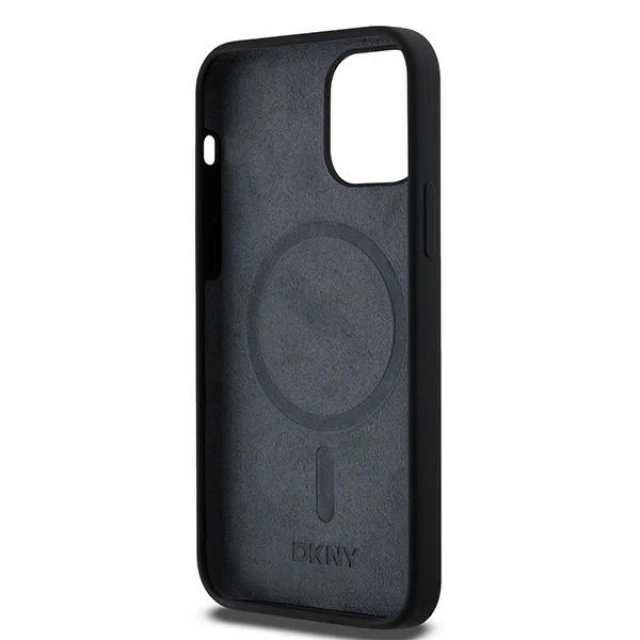 Чохол DKNY Liquid Silicone White Printed Logo для iPhone 12 | 12 Pro Black with MagSafe (DKHMP12MSNYACH)