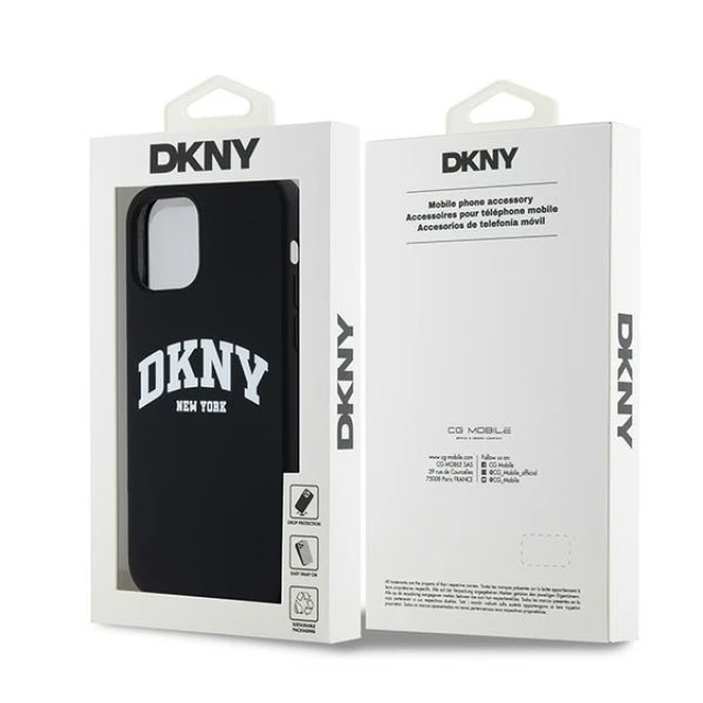 Чохол DKNY Liquid Silicone White Printed Logo для iPhone 12 | 12 Pro Black with MagSafe (DKHMP12MSNYACH)