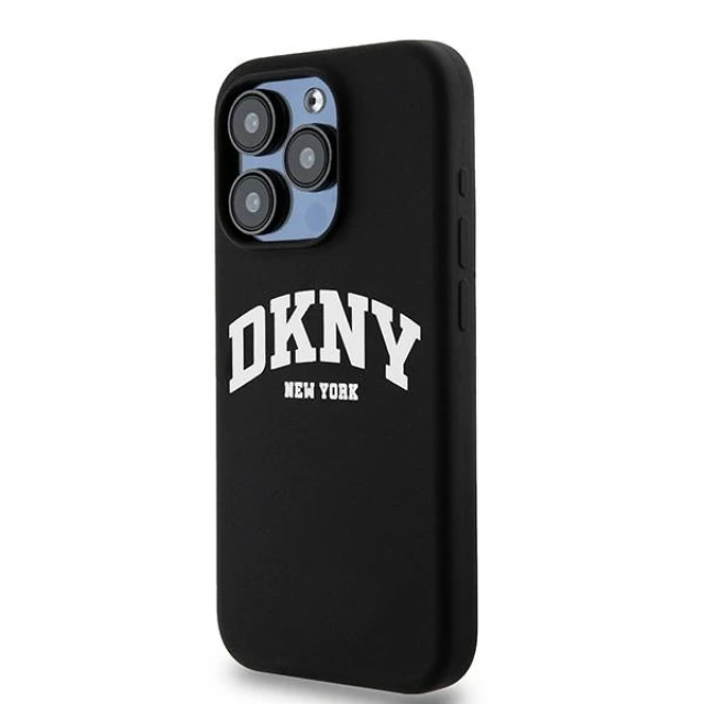 Чохол DKNY Liquid Silicone White Printed Logo для iPhone 13 Pro Black with MagSafe (DKHMP13LSNYACH)