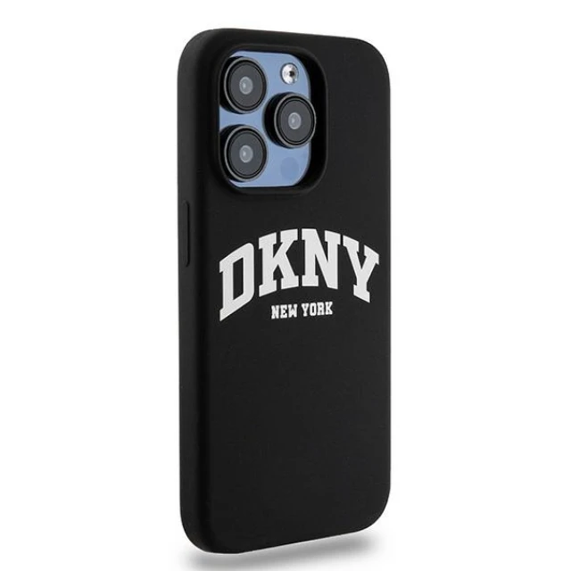 Чохол DKNY Liquid Silicone White Printed Logo для iPhone 13 Pro Black with MagSafe (DKHMP13LSNYACH)