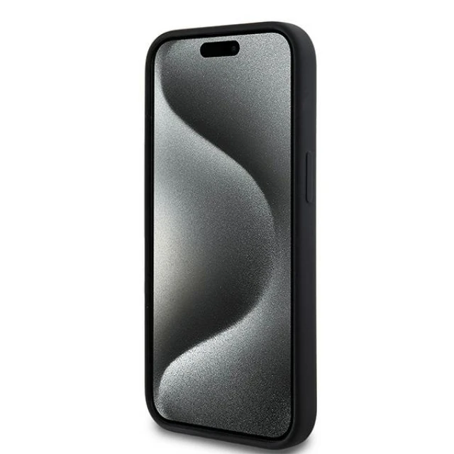 Чехол DKNY Liquid Silicone White Printed Logo для iPhone 14 / 15 / 13 Black with MagSafe (DKHMP14SSNYACH)