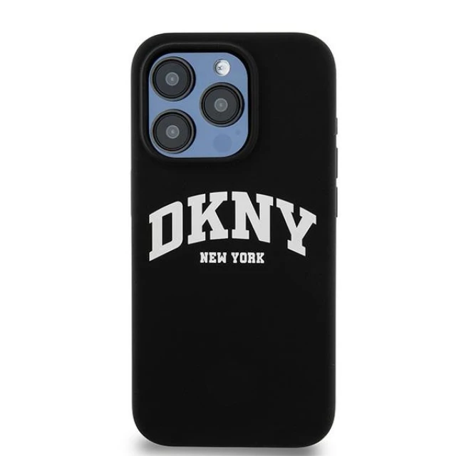 Чохол DKNY Liquid Silicone White Printed Logo для iPhone 14 Pro Black with MagSafe (DKHMP14LSNYACH)