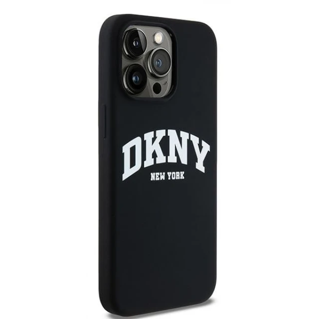 Чохол DKNY Liquid Silicone White Printed Logo для iPhone 14 Pro Max Black with MagSafe (DKHMP14XSNYACH)