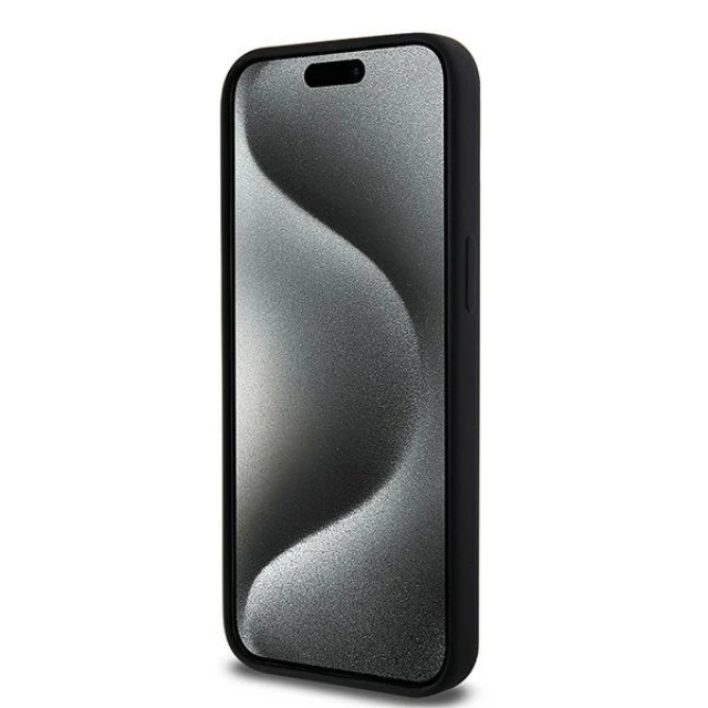 Чохол DKNY Liquid Silicone White Printed Logo для iPhone 14 Pro Max Black with MagSafe (DKHMP14XSNYACH)