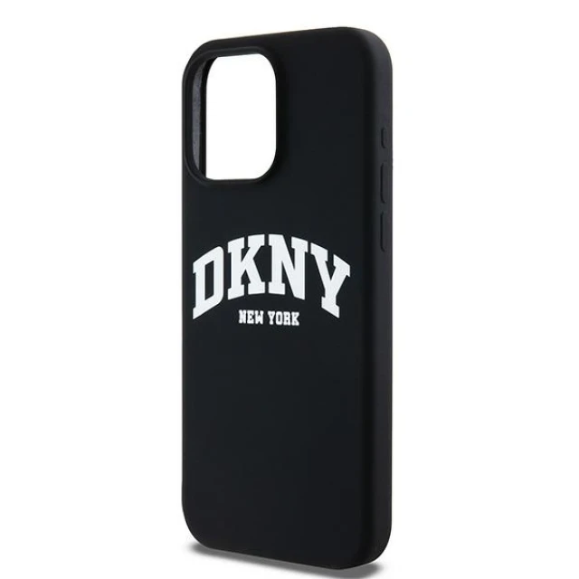 Чохол DKNY Liquid Silicone White Printed Logo для iPhone 14 Pro Max Black with MagSafe (DKHMP14XSNYACH)