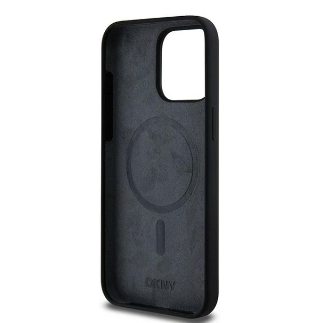 Чохол DKNY Liquid Silicone White Printed Logo для iPhone 14 Pro Max Black with MagSafe (DKHMP14XSNYACH)