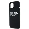 Чохол DKNY Liquid Silicone White Printed Logo для iPhone 15 / 14 / 13 Black with MagSafe (DKHMP15SSNYACH)