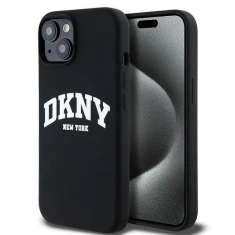 Чохол DKNY Liquid Silicone White Printed Logo для iPhone 15 Plus / 14 Plus Black with MagSafe (DKHMP15MSNYACH)