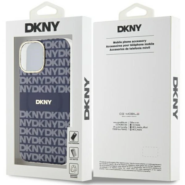 Чохол DKNY IML Mono & Stripe для iPhone 15 / 14 / 13 Blue with MagSafe (DKHMP15SHRHSEB)