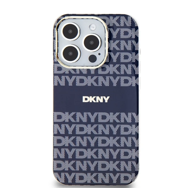 Чехол DKNY IML Mono & Stripe для iPhone 15 Pro Max Blue with MagSafe (DKHMP15XHRHSEB)