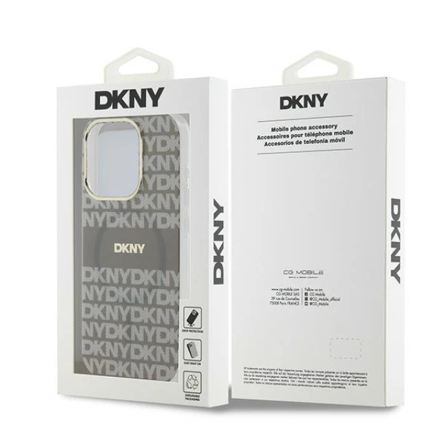 Чохол DKNY IML Mono & Stripe для iPhone 15 Pro Beige with MagSafe (DKHMP15LHRHSEE)