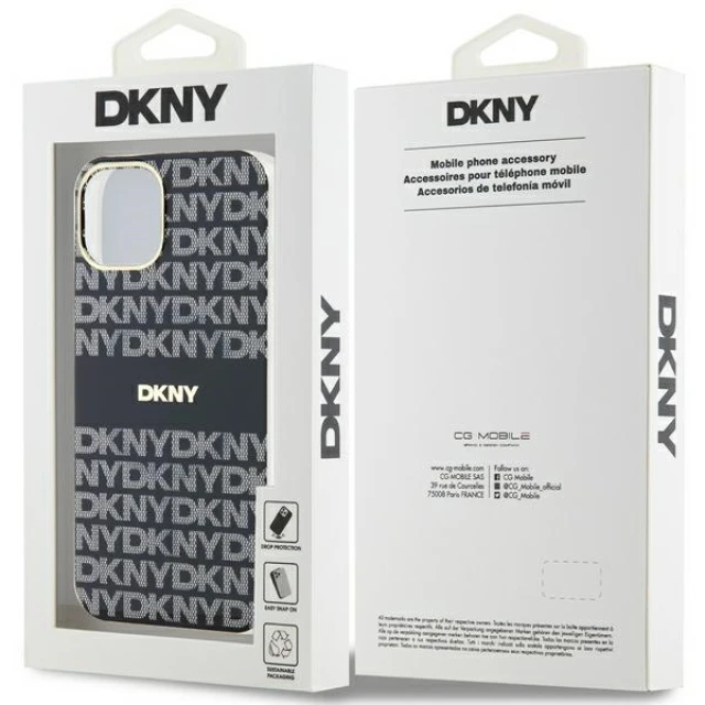 Чехол DKNY IML Mono & Stripe для iPhone 15 / 14 / 13 Black with MagSafe (DKHMP15SHRHSEK)