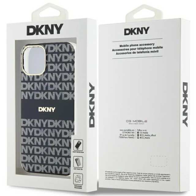 Чохол DKNY Mono & Stripe для iPhone 15 Plus / 14 Plus Black with MagSafe (DKHMP15MHRHSEK)