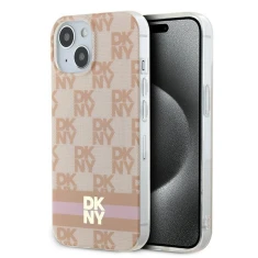Чохол DKNY IML Checkered Mono Pattern Printed Stripes для iPhone 15 / 14 / 13 Pink with MagSafe (DKHMP15SHCPTSP)
