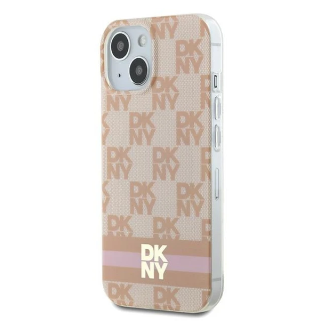 Чохол DKNY IML Checkered Mono Pattern Printed Stripes для iPhone 15 / 14 / 13 Pink with MagSafe (DKHMP15SHCPTSP)