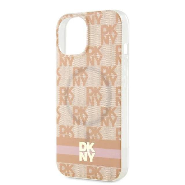 Чохол DKNY IML Checkered Mono Pattern Printed Stripes для iPhone 15 / 14 / 13 Pink with MagSafe (DKHMP15SHCPTSP)