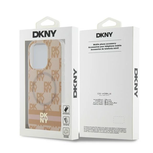 Чохол DKNY IML Checkered Mono Pattern & Printed Stripes для iPhone 15 Pro Pink with MagSafe (DKHMP15LHCPTSP)