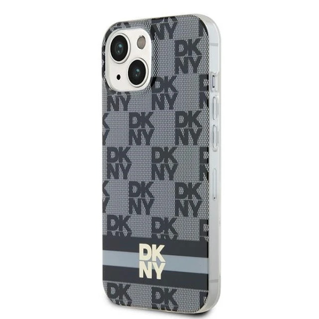 Чехол DKNY Checkered Mono Pattern & Printed Stripes для iPhone 15 / iPhone 14 / iPhone 13 Black with MagSafe (DKHMP15SHCPTSK)