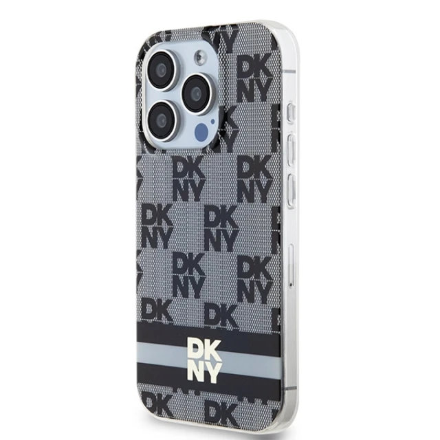 Чохол DKNY IML Checkered Mono Pattern & Printed Stripes для iPhone 15 Pro Max Black with MagSafe (DKHMP15XHCPTSK)