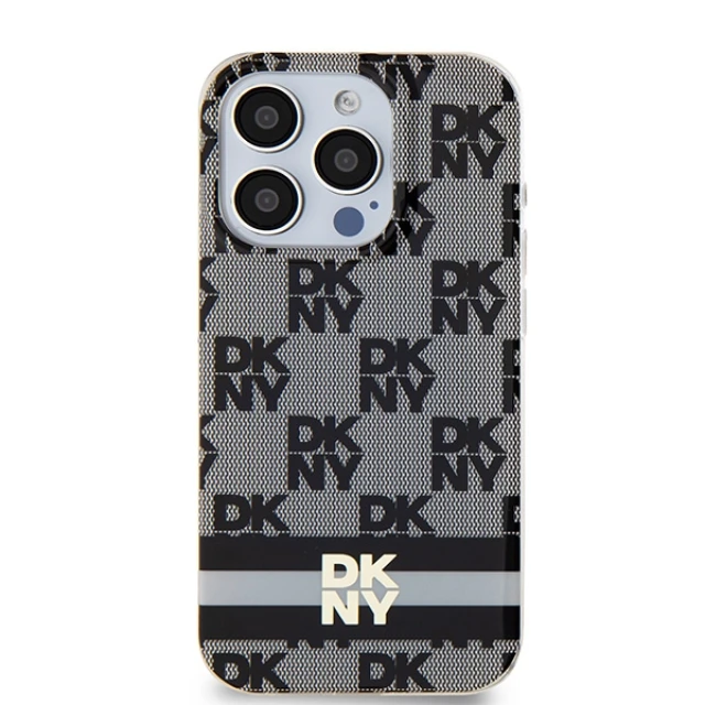 Чохол DKNY IML Checkered Mono Pattern & Printed Stripes для iPhone 15 Pro Max Black with MagSafe (DKHMP15XHCPTSK)