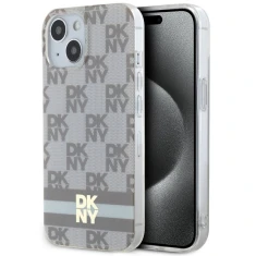 Чохол DKNY IML Checkered Mono Pattern & Printed Stripes для iPhone 14 / 15 / 13 Beige with MagSafe (DKHMP14SHCPTSE)