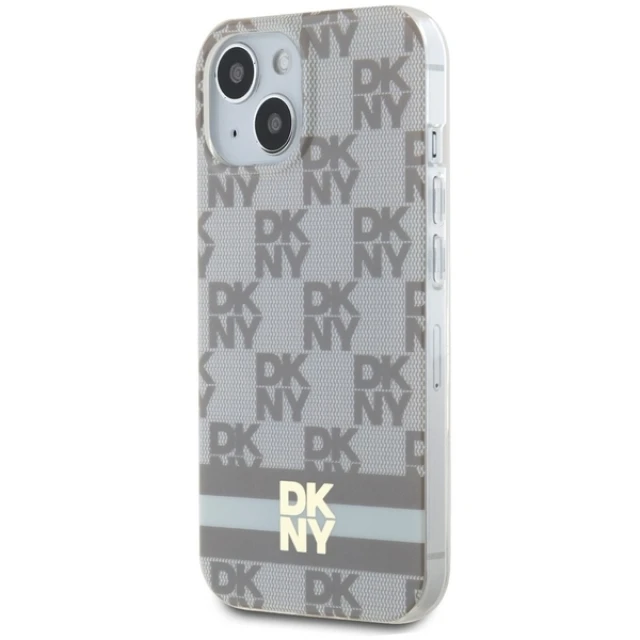 Чохол DKNY IML Checkered Mono Pattern & Printed Stripes для iPhone 14 / 15 / 13 Beige with MagSafe (DKHMP14SHCPTSE)