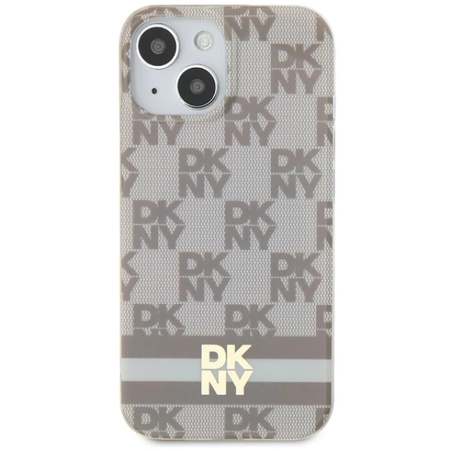 Чохол DKNY IML Checkered Mono Pattern & Printed Stripes для iPhone 14 / 15 / 13 Beige with MagSafe (DKHMP14SHCPTSE)