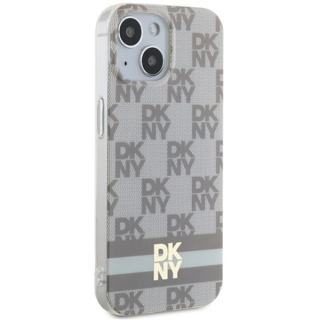 Чохол DKNY IML Checkered Mono Pattern & Printed Stripes для iPhone 14 / 15 / 13 Beige with MagSafe (DKHMP14SHCPTSE)