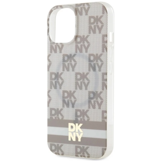 Чохол DKNY IML Checkered Mono Pattern & Printed Stripes для iPhone 14 / 15 / 13 Beige with MagSafe (DKHMP14SHCPTSE)