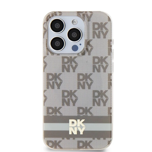 Чохол DKNY IML Checkered Mono Pattern Printed Stripes для iPhone 14 Pro Max Beige with MagSafe (DKHMP14XHCPTSE)