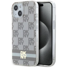 Чехол DKNY IML Checkered Mono Pattern & Printed Stripes для iPhone 15 / iPhone 14 / iPhone 13 Beige with MagSafe (DKHMP15SHCPTSE)
