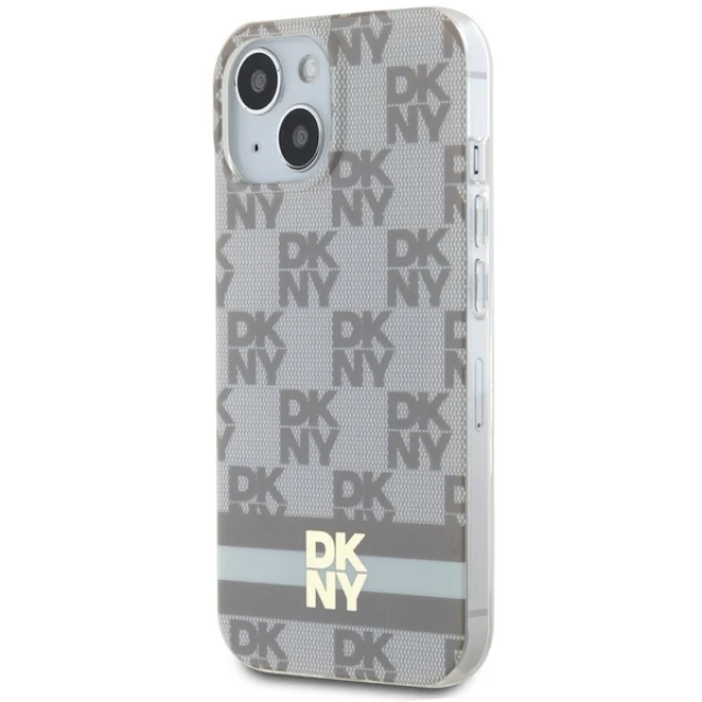 Чохол DKNY IML Checkered Mono Pattern & Printed Stripes для iPhone 15 / iPhone 14 / iPhone 13 Beige with MagSafe (DKHMP15SHCPTSE)