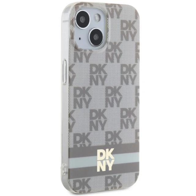 Чохол DKNY IML Checkered Mono Pattern & Printed Stripes для iPhone 15 / iPhone 14 / iPhone 13 Beige with MagSafe (DKHMP15SHCPTSE)
