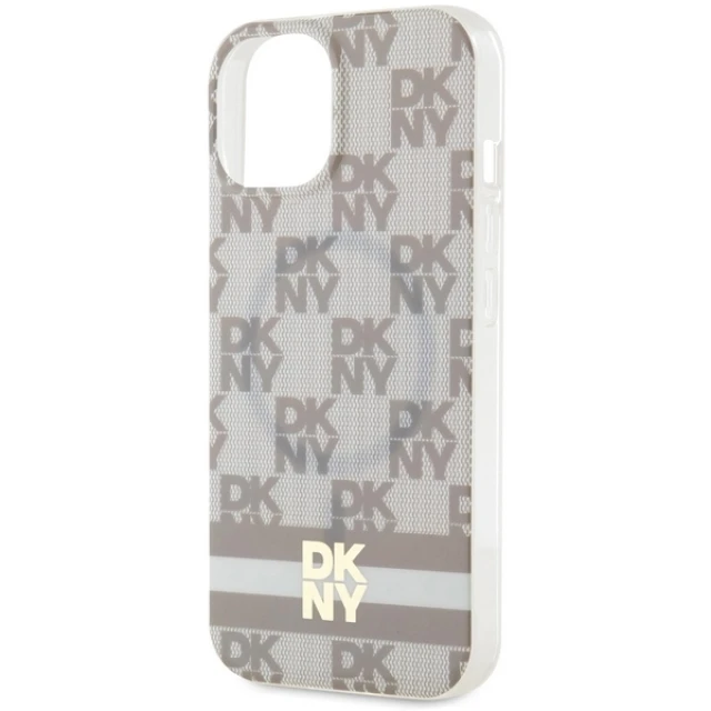 Чохол DKNY IML Checkered Mono Pattern & Printed Stripes для iPhone 15 / iPhone 14 / iPhone 13 Beige with MagSafe (DKHMP15SHCPTSE)
