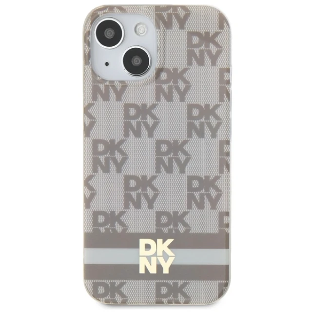 Чехол DKNY IML Checkered Mono Pattern для iPhone 15 Plus / iPhone 14 Plus Beige with MagSafe (DKHMP15MHCPTSE)