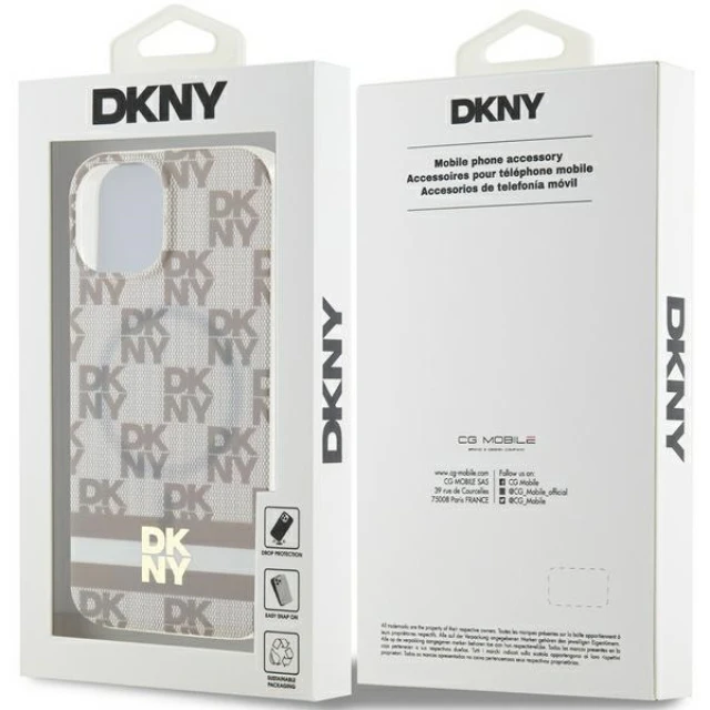 Чехол DKNY IML Checkered Mono Pattern для iPhone 15 Plus / iPhone 14 Plus Beige with MagSafe (DKHMP15MHCPTSE)
