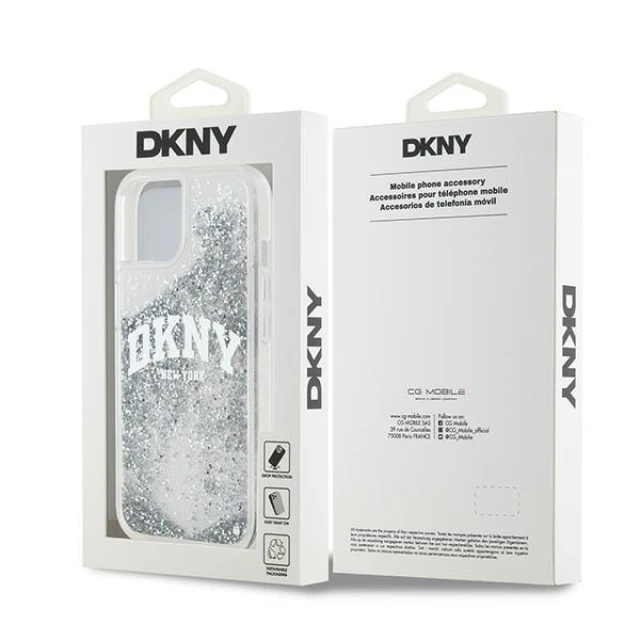 Чохол DKNY Liquid Glitter Big Logo для iPhone 15 / 14 / 13 White (DKHCP15SLBNAET)