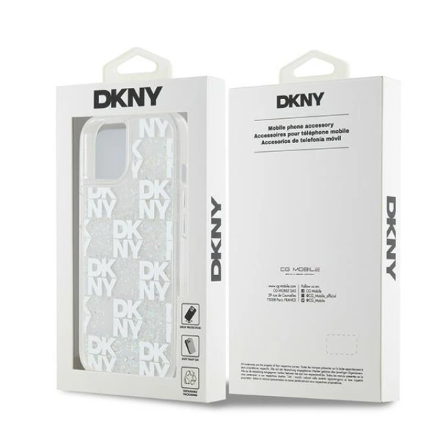 Чохол DKNY Liquid Glitter Multilogo для iPhone 15 / 14 / 13 White (DKHCP15SLCPEPT)