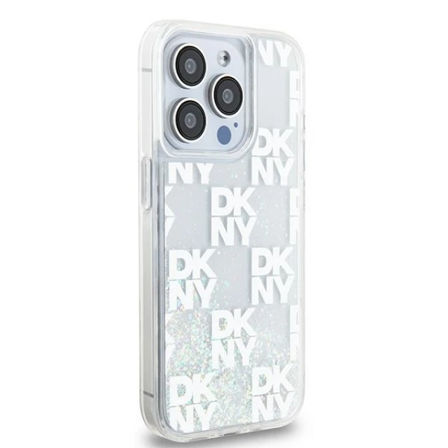 Чохол DKNY Liquid Glitter Multilogo для iPhone 15 Pro White (DKHCP15LLCPEPT)
