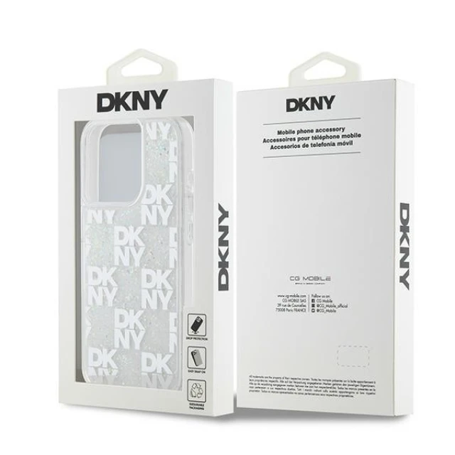 Чохол DKNY Liquid Glitter Multilogo для iPhone 15 Pro White (DKHCP15LLCPEPT)