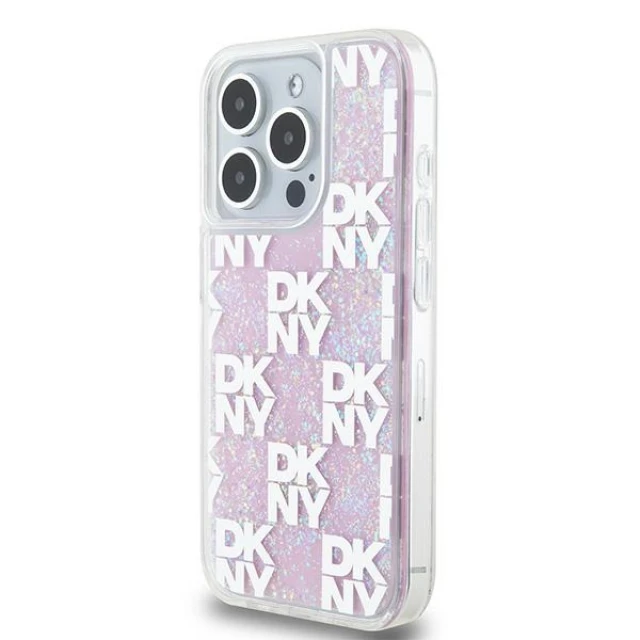 Чохол DKNY Hardcase Liquid Glitter Multilogo для iPhone 15 Pro Pink (DKHCP15LLCPEPP)